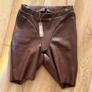 Skims - Faux Leather Bike Shorts - SZ XXS in "Jasper" Brown Cocoa Color